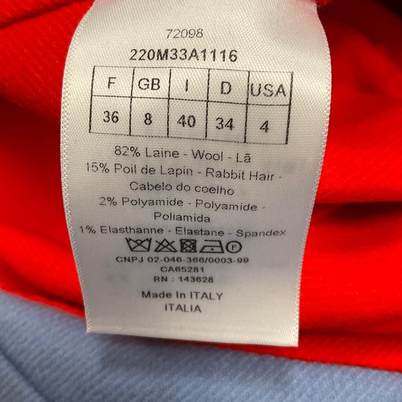 CHRISTIAN DIOR BRIGHT ORANGE / LIGHT BLUE DOUBLE FACE FANTAISIE COAT - Picture 5 of 7